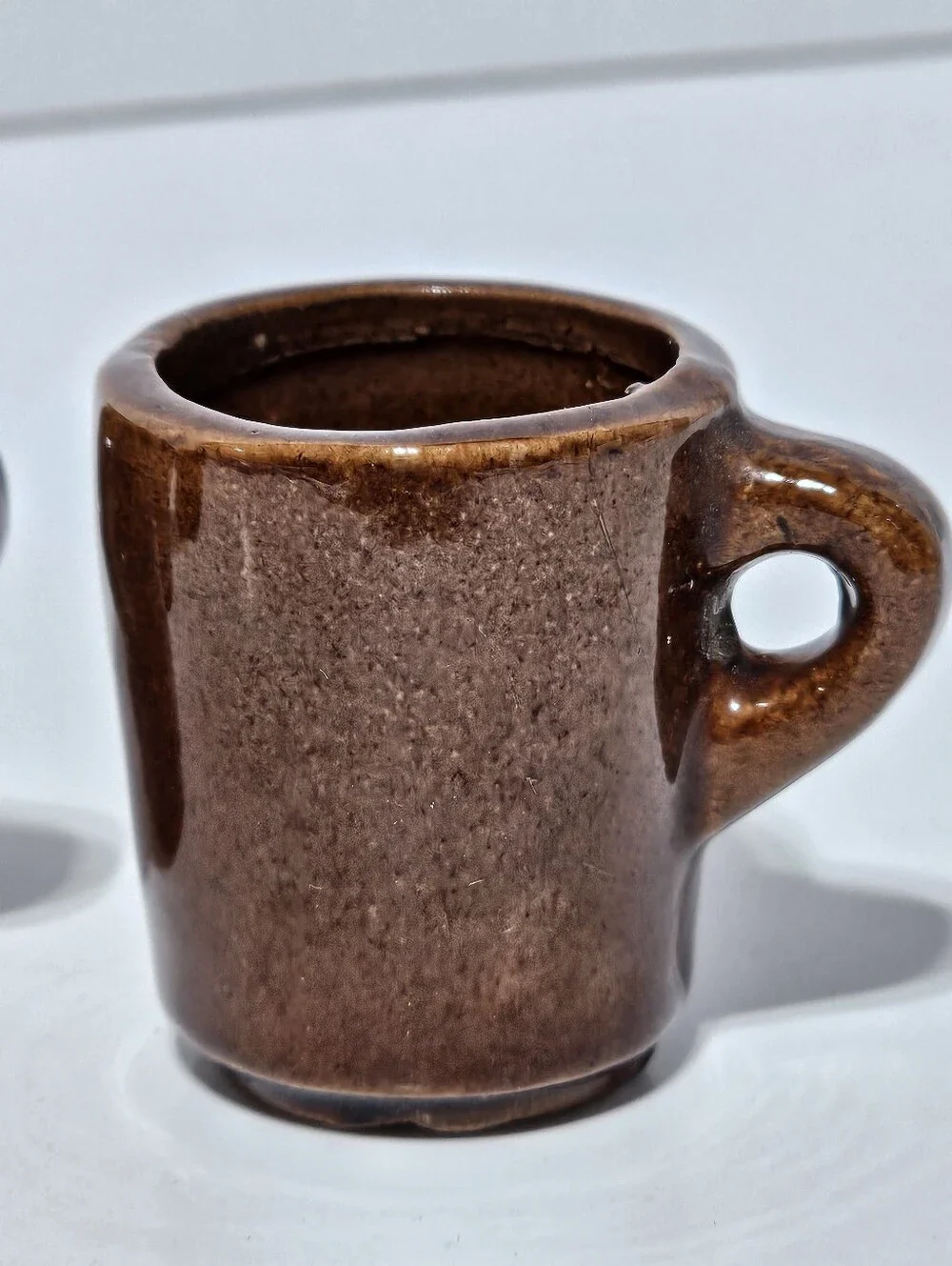 Vintage Mid-century Brown Glazed Ceramic Miniature Mug-style Shot Glasses 4